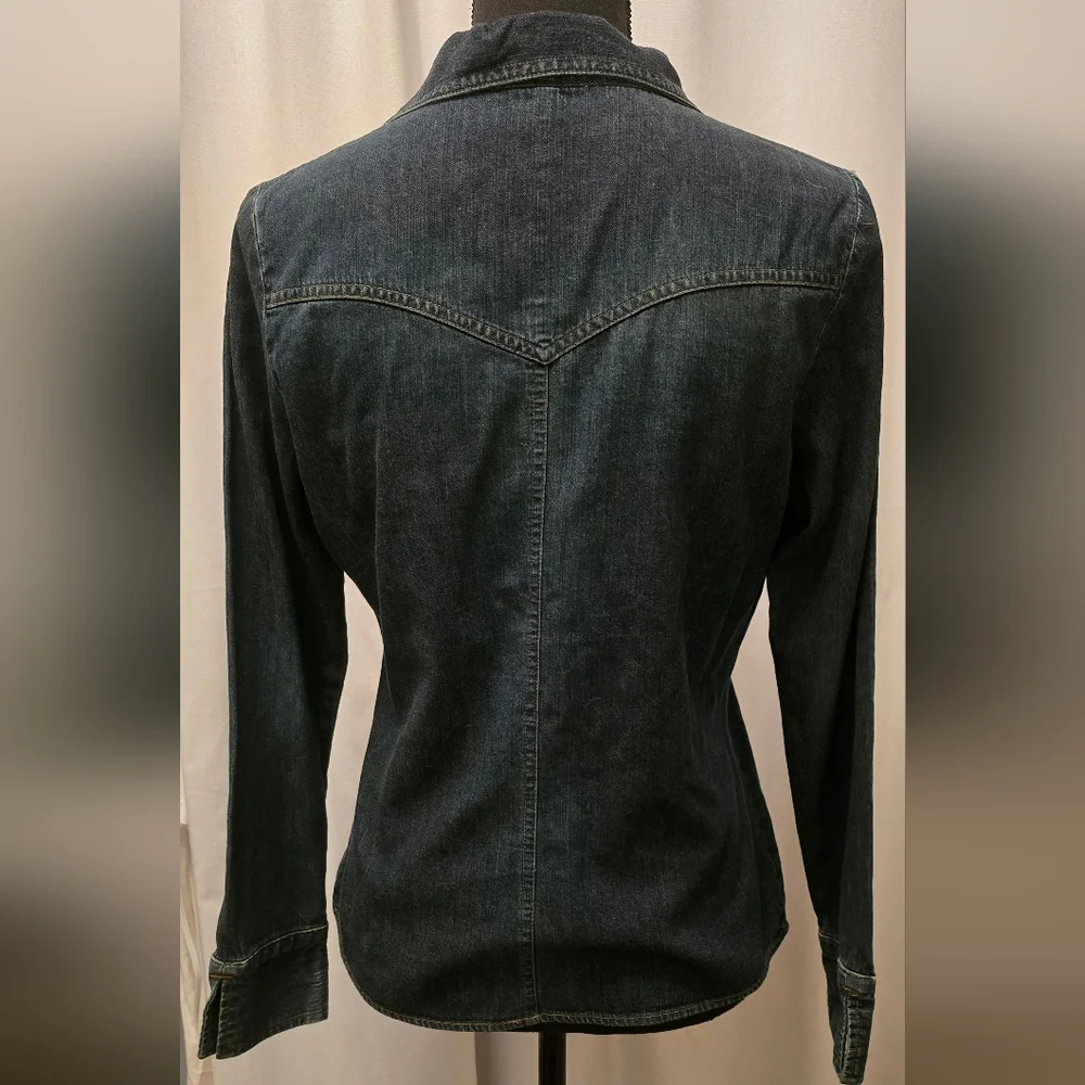 Old Navy Dark Denim Popover Shirt W/ Lace Front S - Picture 2 of 3